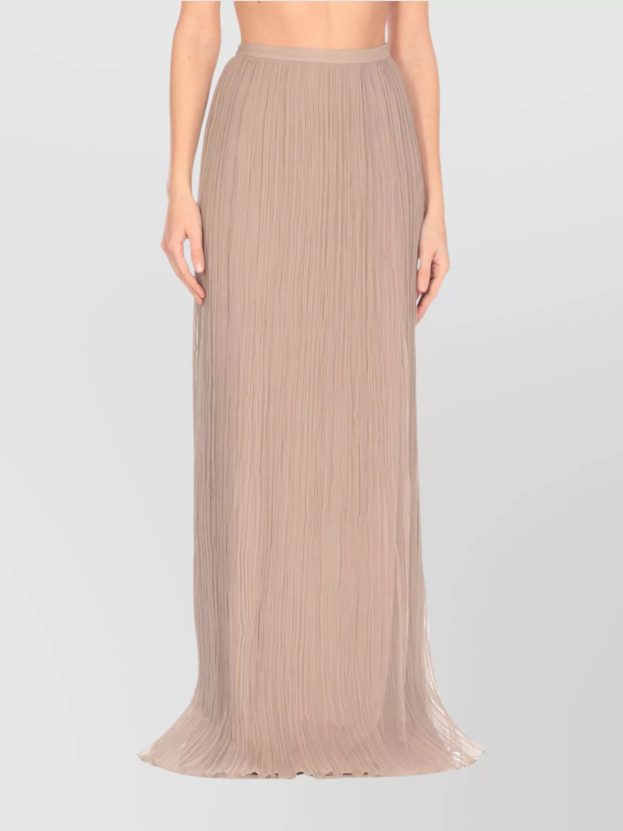 Alberta Ferretti Pleated Floral Embroidered Silk Skirt