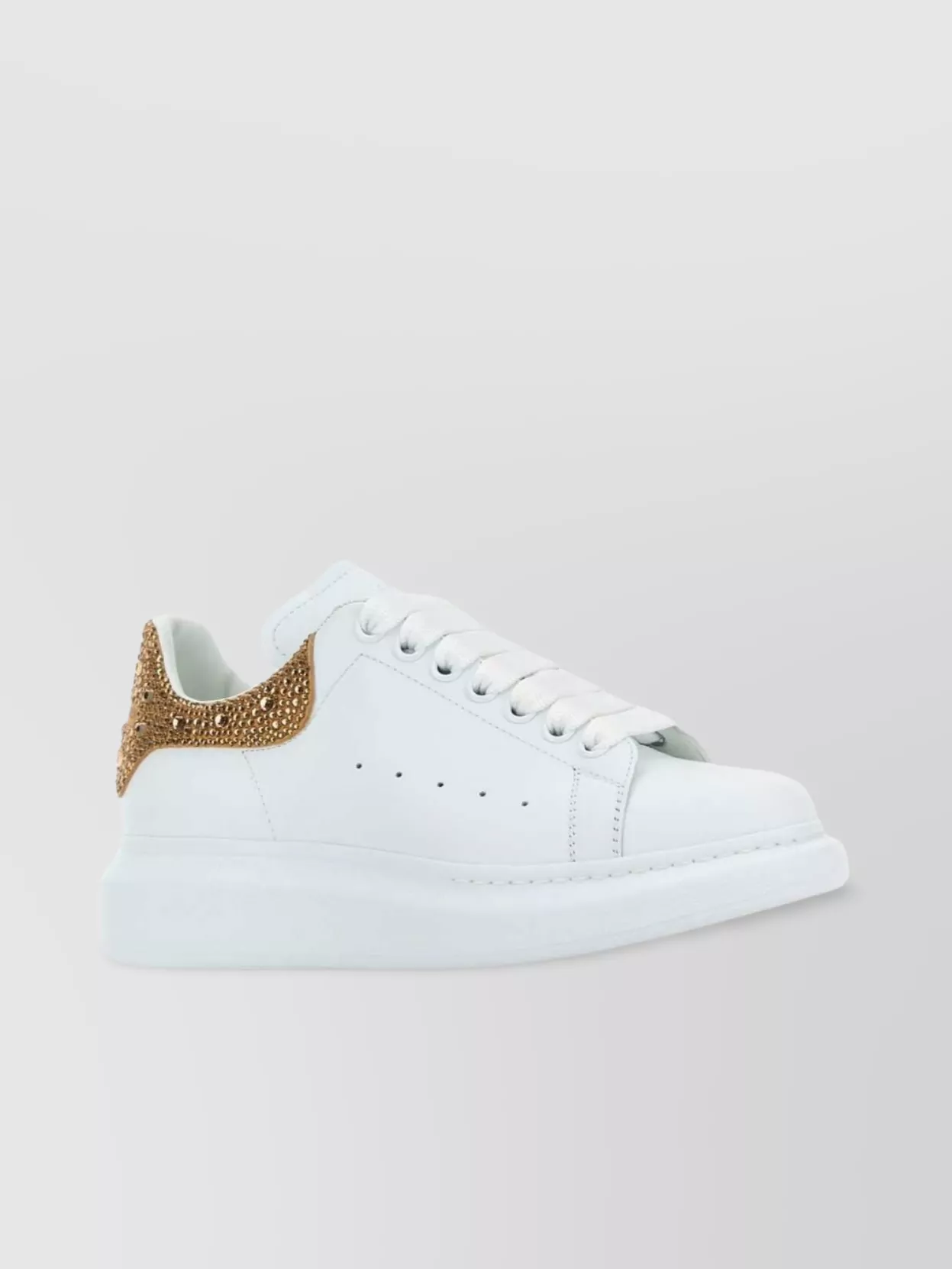 Alexander Mcqueen Leather Sneakers With Suede Heel Embellishment