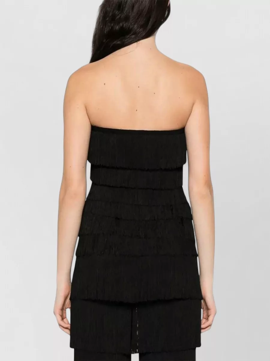 Norma Kamali Strapless Sweetheart Fringe Top