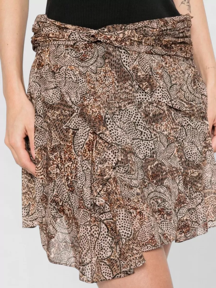 Isabel Marant Cotton Floral-Print Ruffled Asymmetric Mini Skirt