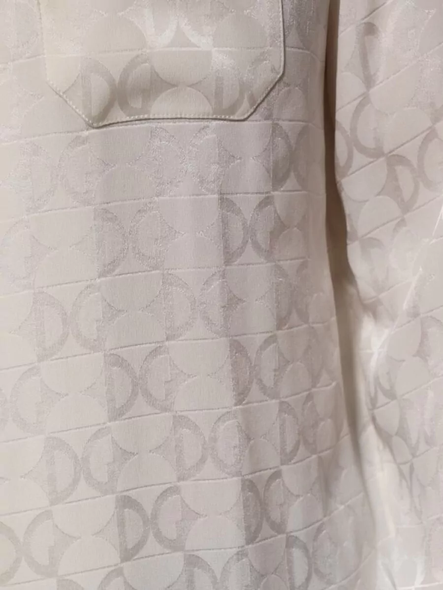 Dolce&Gabbana Silk Logo Print Long Sleeve Shirt
