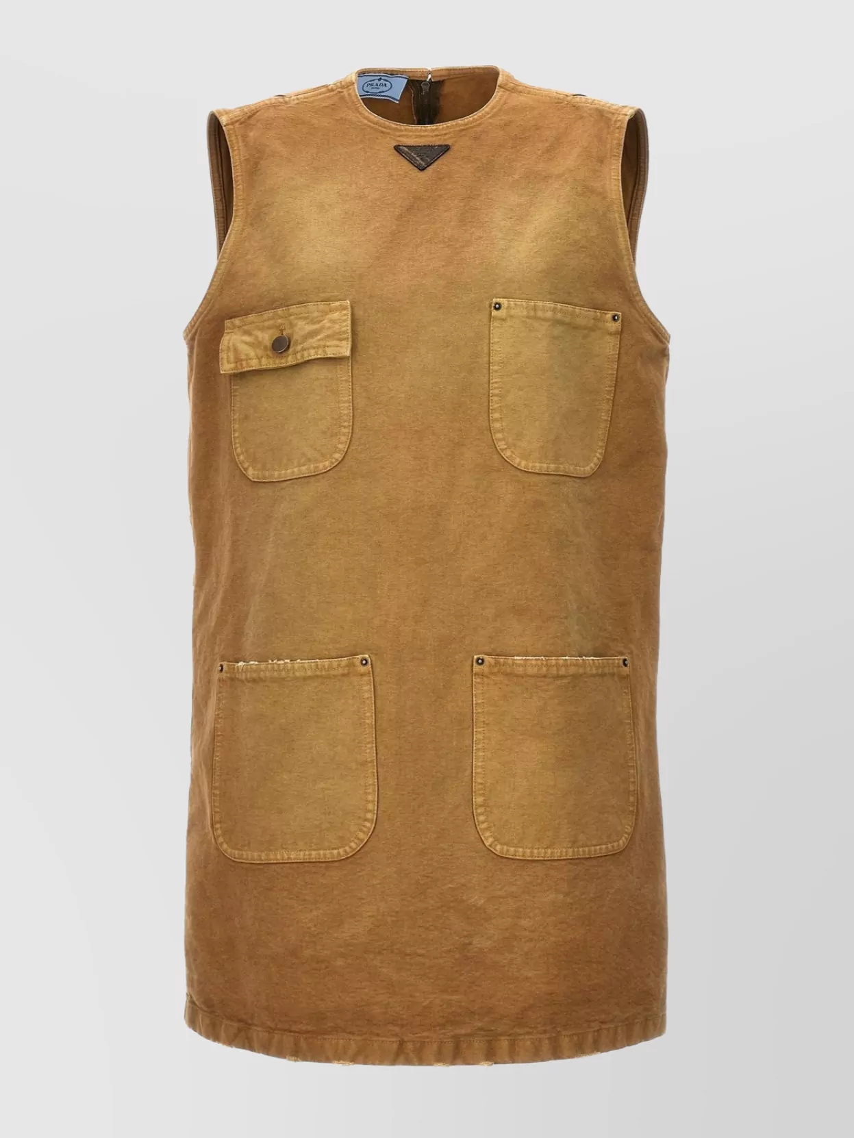 Shop Prada Canvas Dress With Chest And Front Pockets