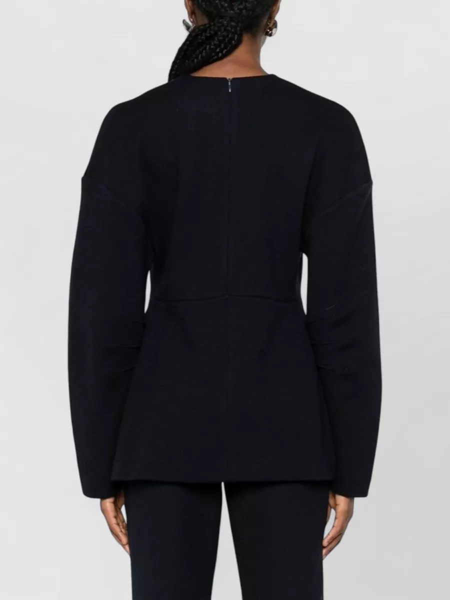 Max Mara Crew Neck Wool Cotton Sweater Long Sleeves