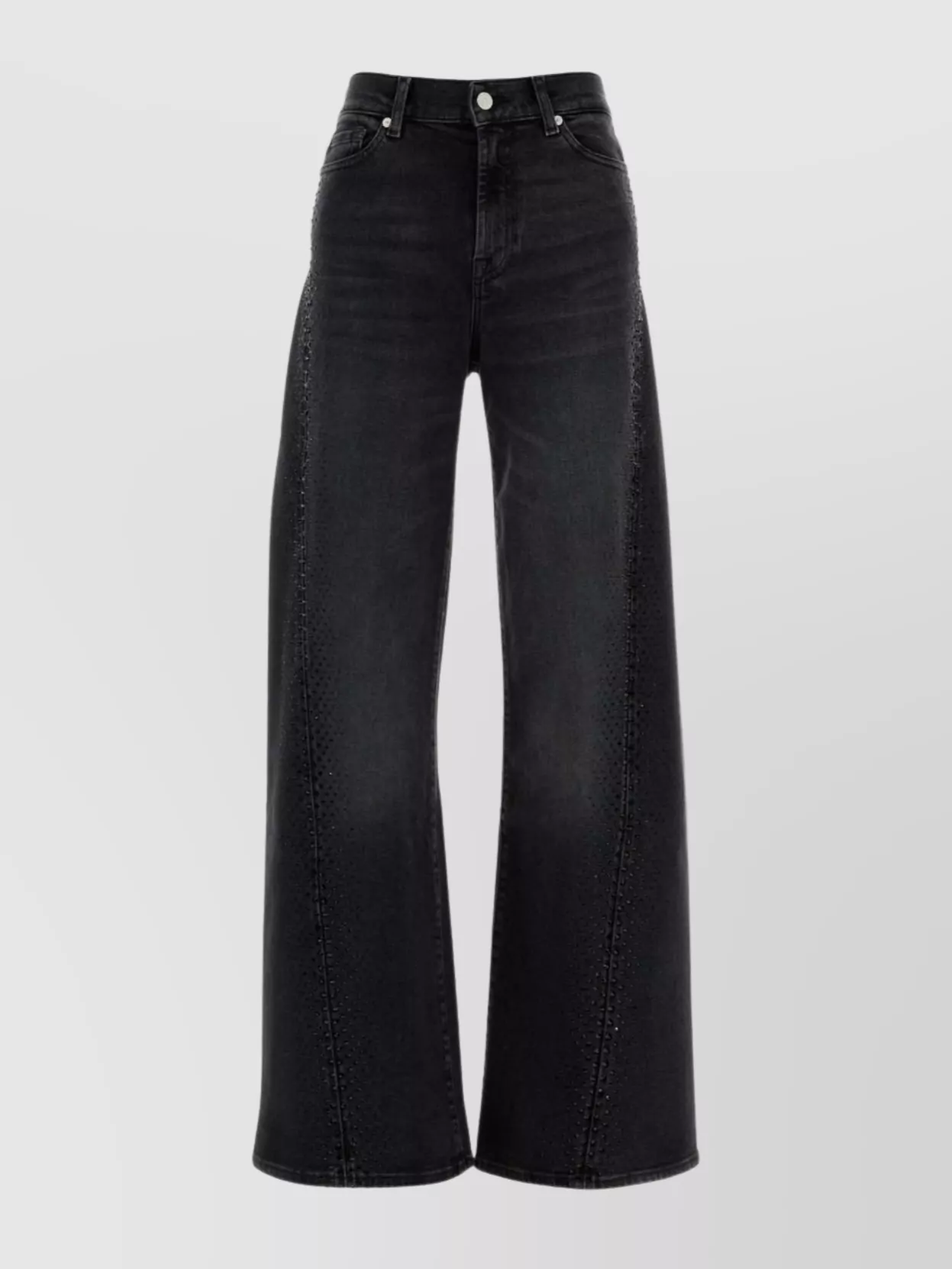 7 For All Mankind Wide-leg Jeans With Belt Loops And Pockets In Black