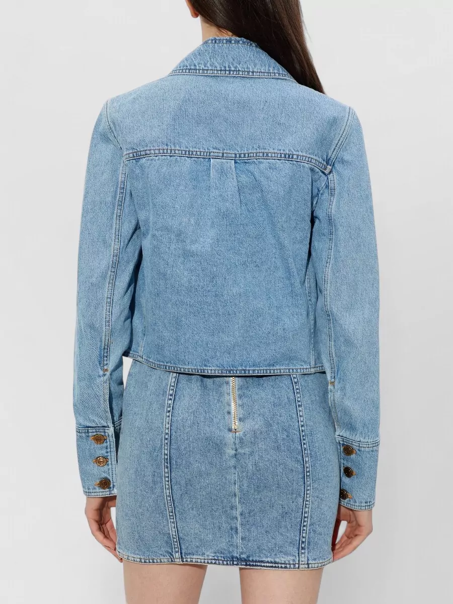 Balmain Denim Jacket Long Sleeves Chest Pockets