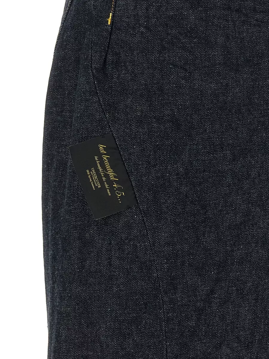 Undercover Wide-Leg Embroidered Denim Jeans