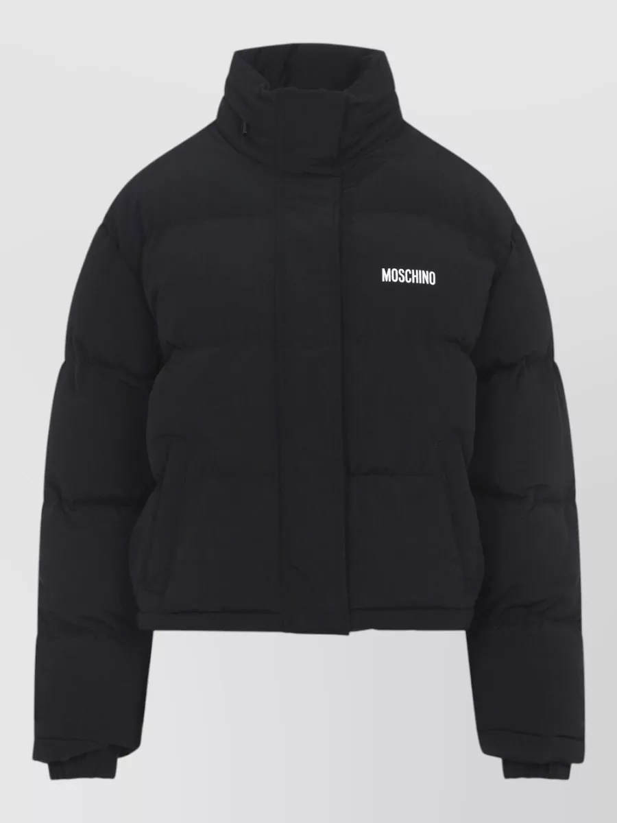 Moschino down cropped logo-print puffer jacket