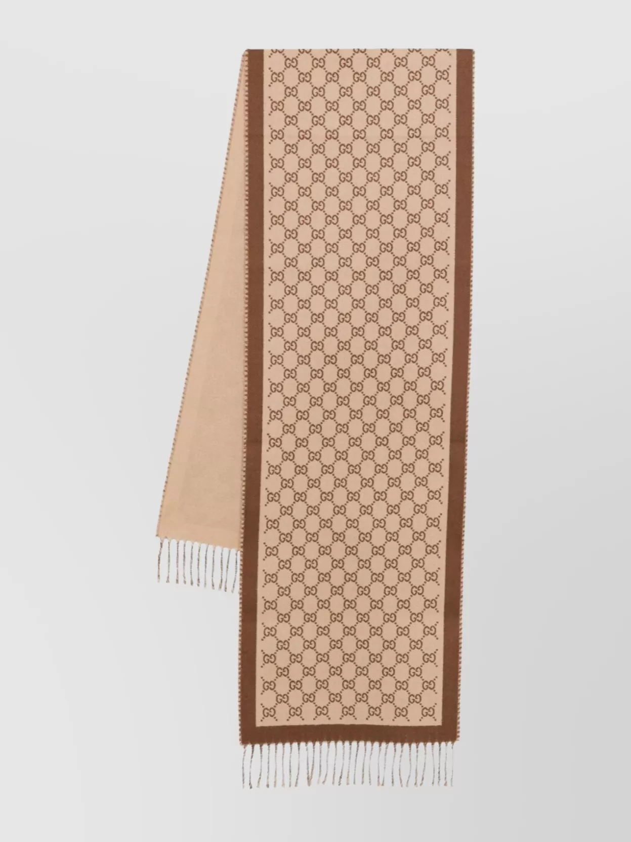 Gucci Reversible Wool Scarf Fringed Edges