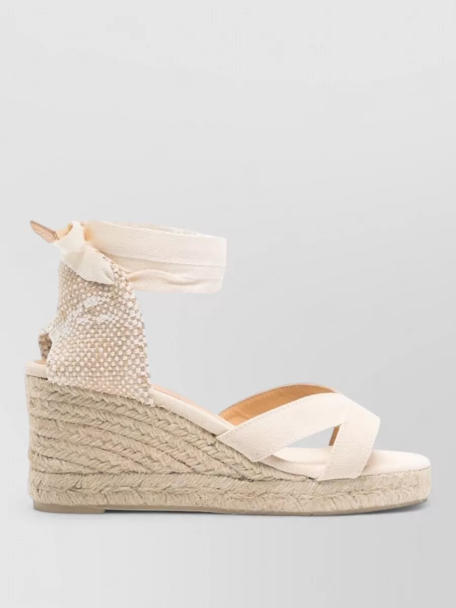 Castaner Espadrille Wedge Sandals Ankle Wrap Bow Straps