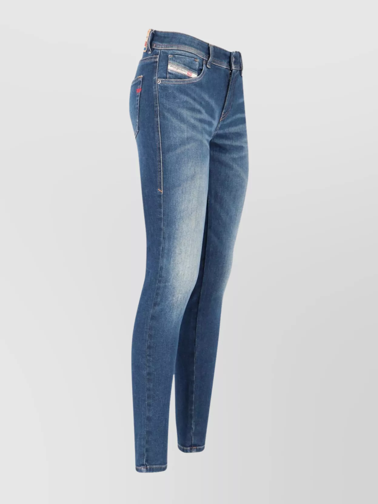 Diesel Straight Trousers With Belt Loops And Faded Effect In Blue