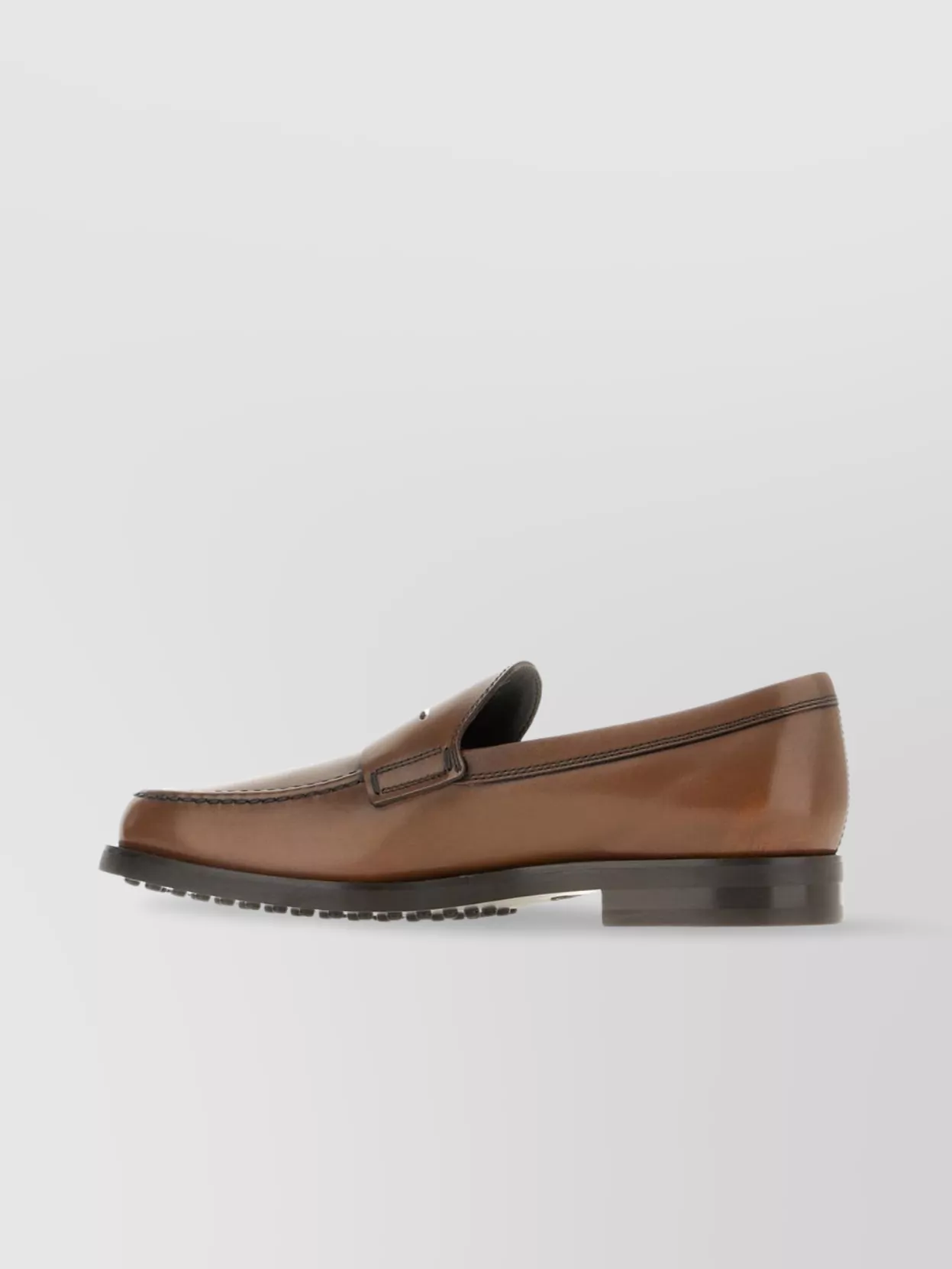 Tod's Leather Loafers With Round Toe And Rubber Sole