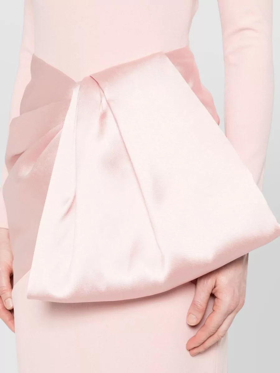Solace London Boat Neck Long Sleeve Bow Midi Dress