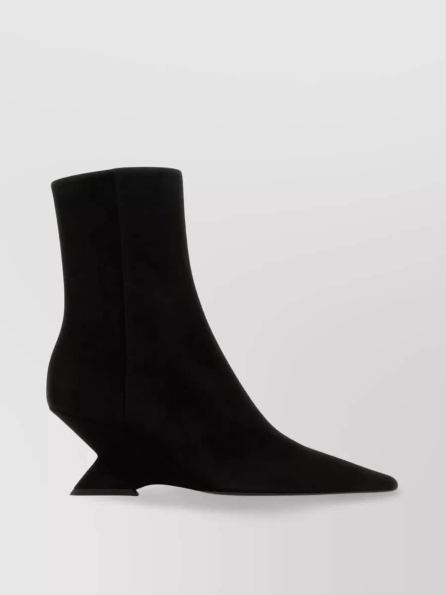 Shop Attico Sculpted Heel Boots In Black Suede