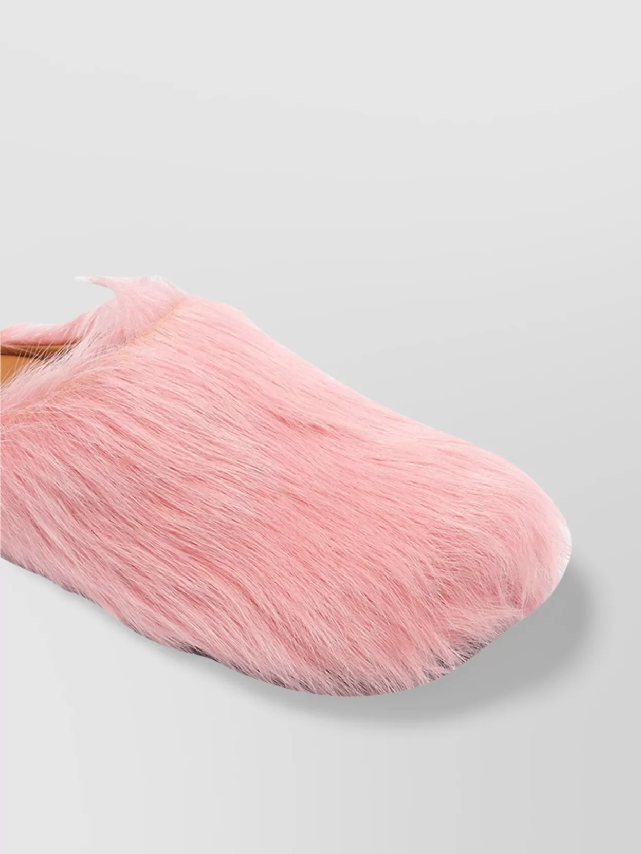Marni Open Toe Leather And Fur Flat Sole Mules