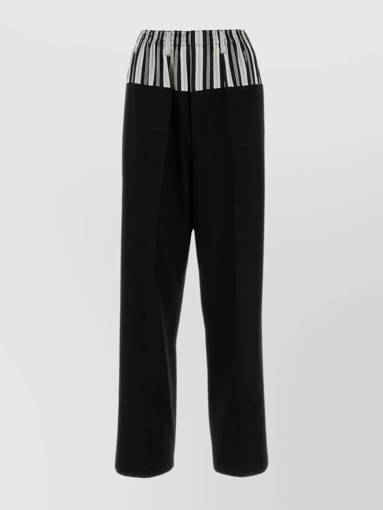 Shop Fendi Wide Leg Trousers With Striped Satin Insert In Black