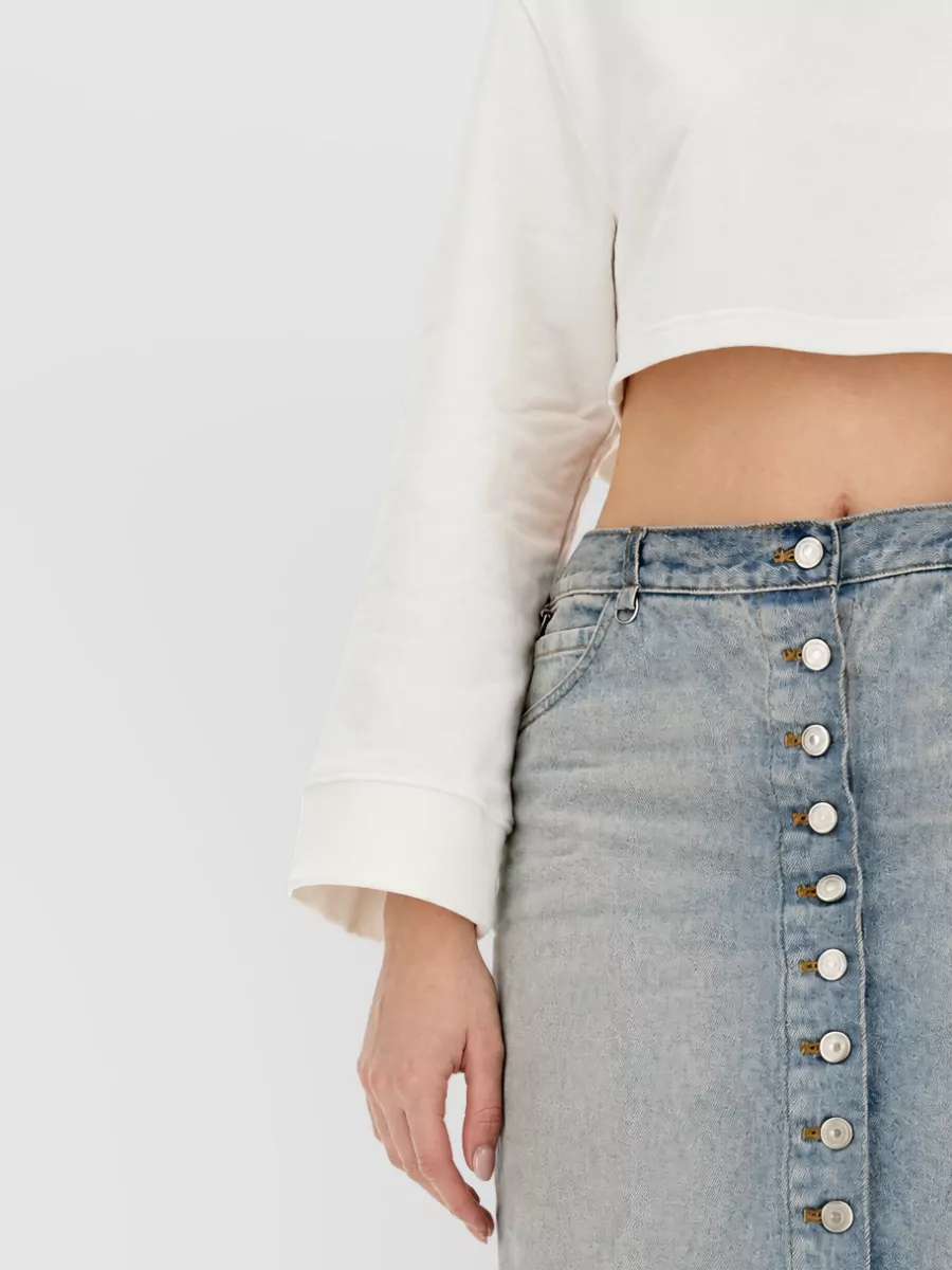 Courrèges Cotton Cropped Sweatshirt