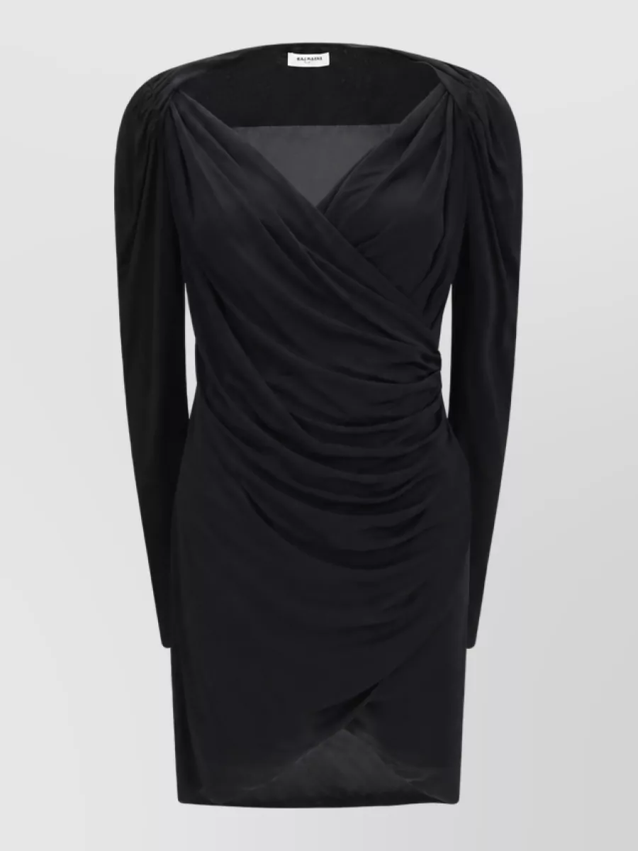 Balmain viscose draped wrap mini dress