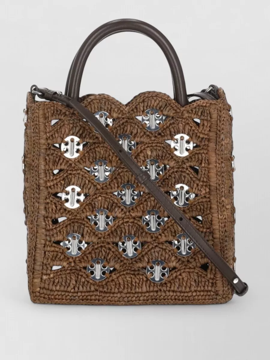 Paco Rabanne na raffia tote bag