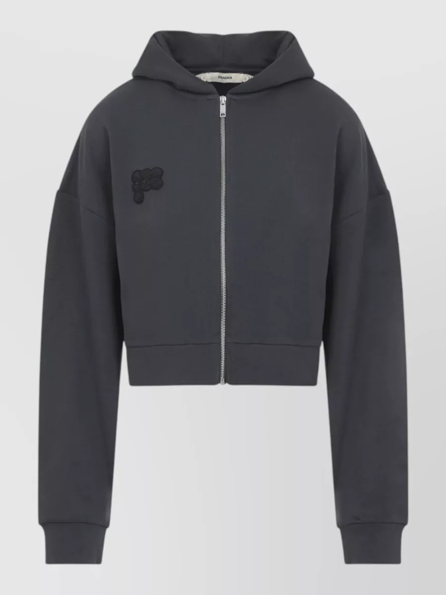 Pangaia cotton cropped zip up oversized hoodie