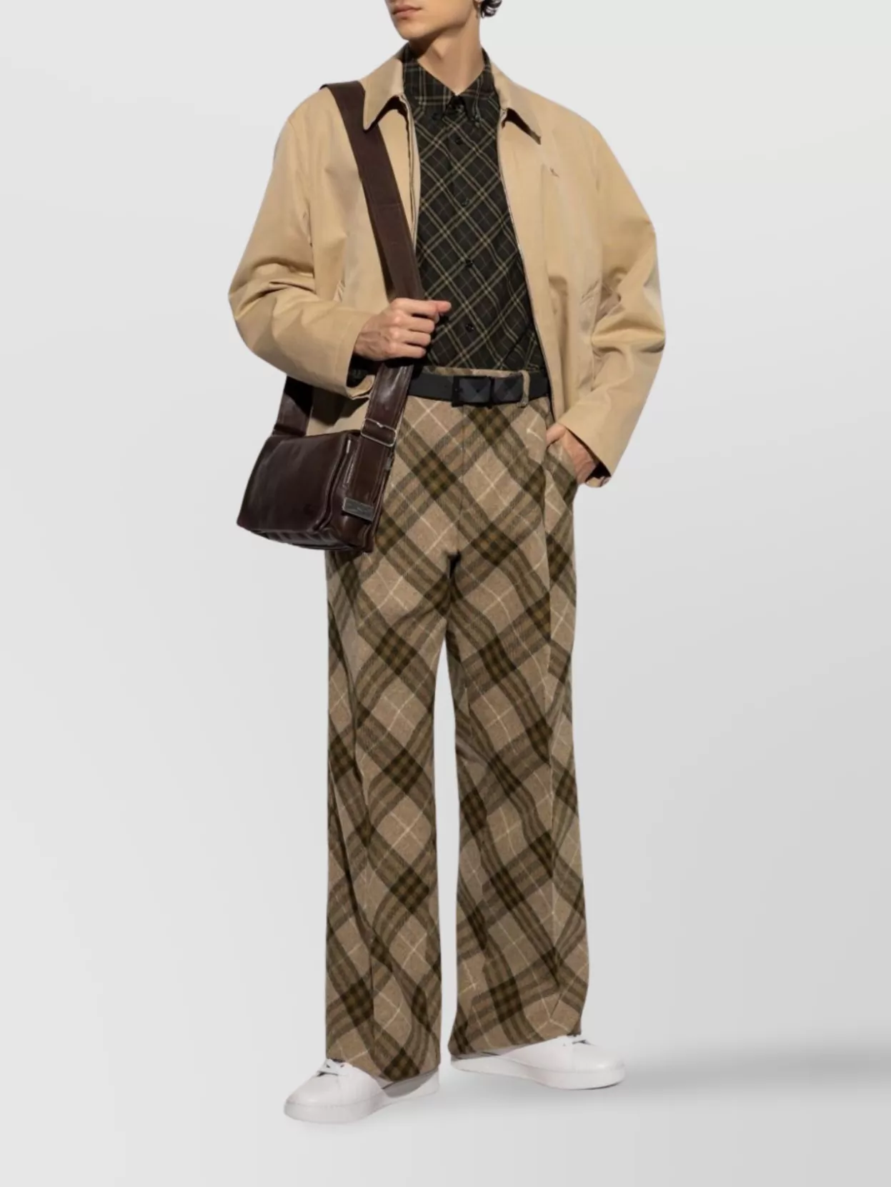 Burberry Curved Hem Check Pattern Cotton Shirt