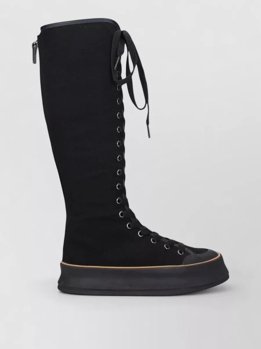 Max Mara Canvas Lace-Up Platform Boots