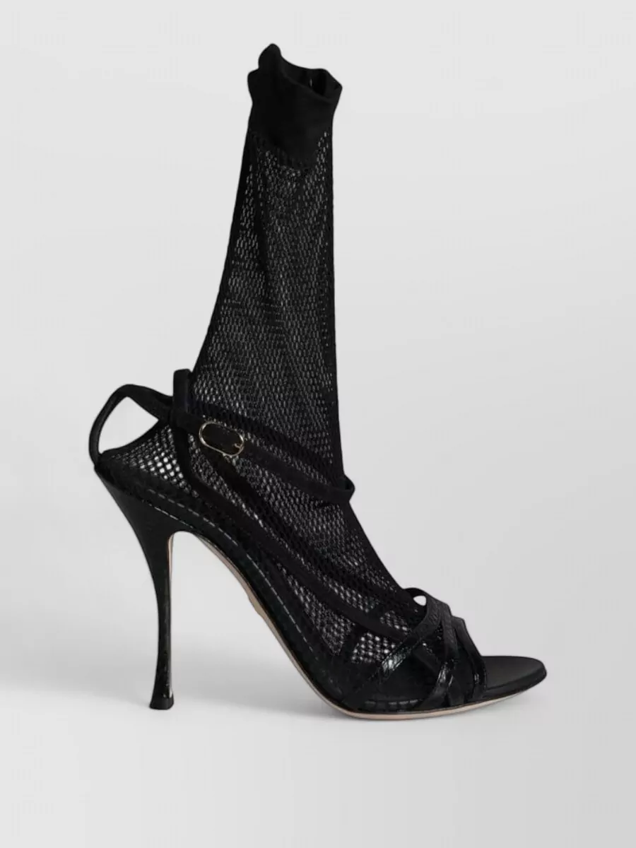 Dolce&Gabbana Leather Mesh Stiletto Sandals