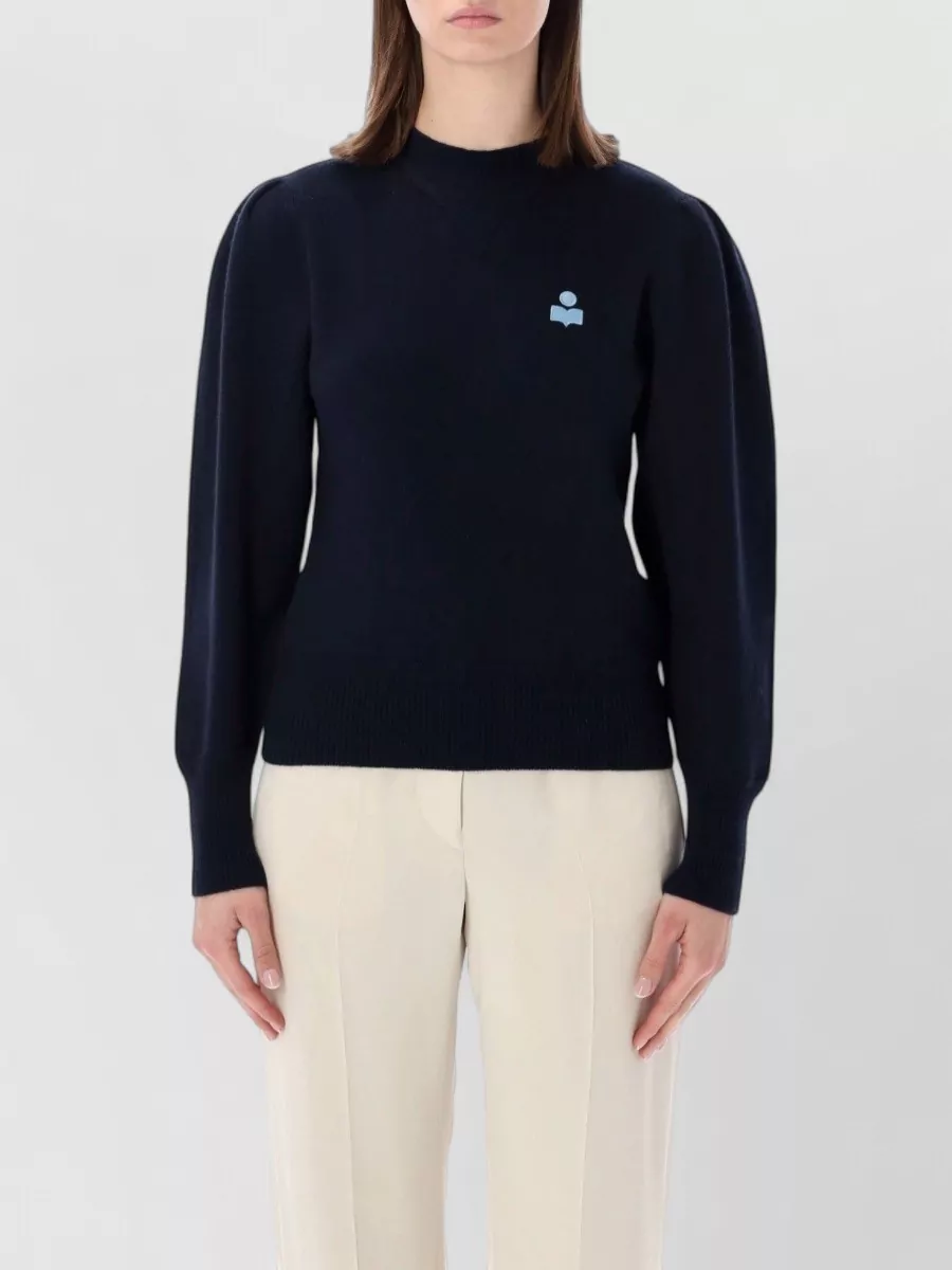 Isabel Marant Etoile Wool Blend Ribbed Crew Neck Long Sleeve Sweatshirt