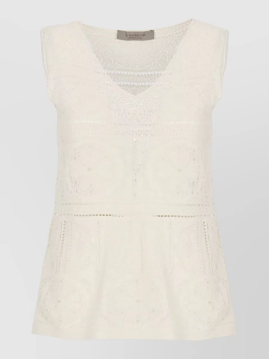 D.exterior Sleeveless Lace Knit V-Neck Top