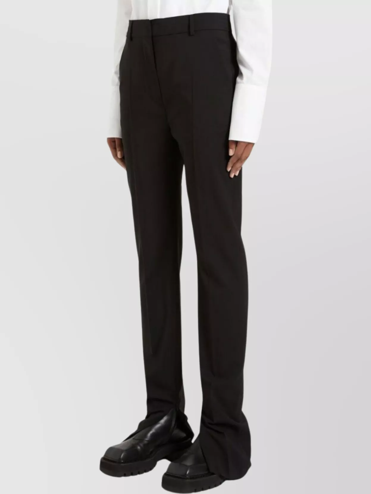 Sportmax Wool Trousers With High Waist And Zipped Slits In Black