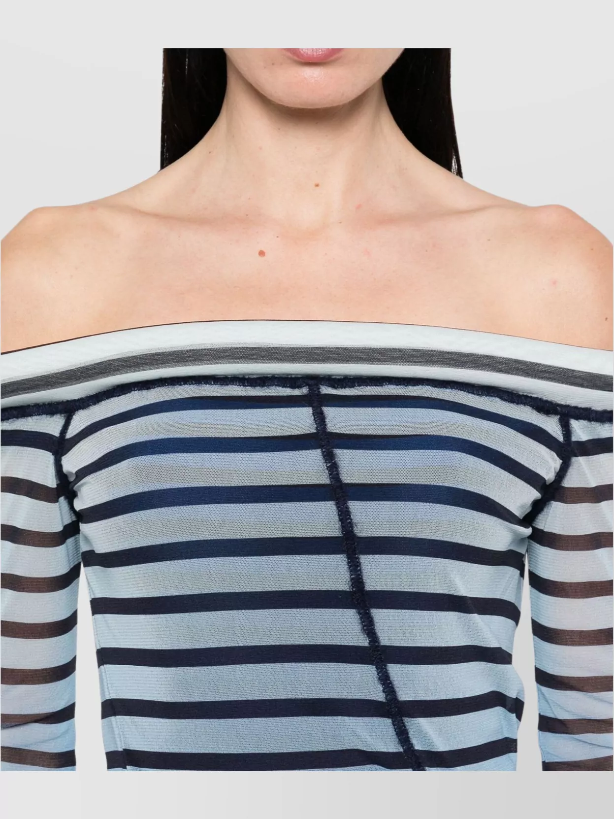Jean Paul Gaultier Elegant Mesh Boat Neck Long Dress With 3d Collar And Cuff In Multi