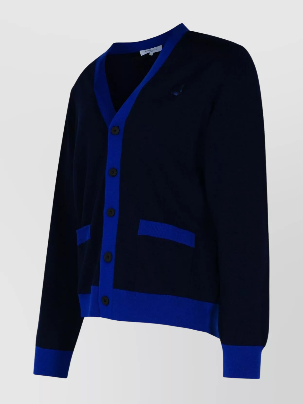Shop Maison Kitsuné Wool Cardigan Contrast Trim
