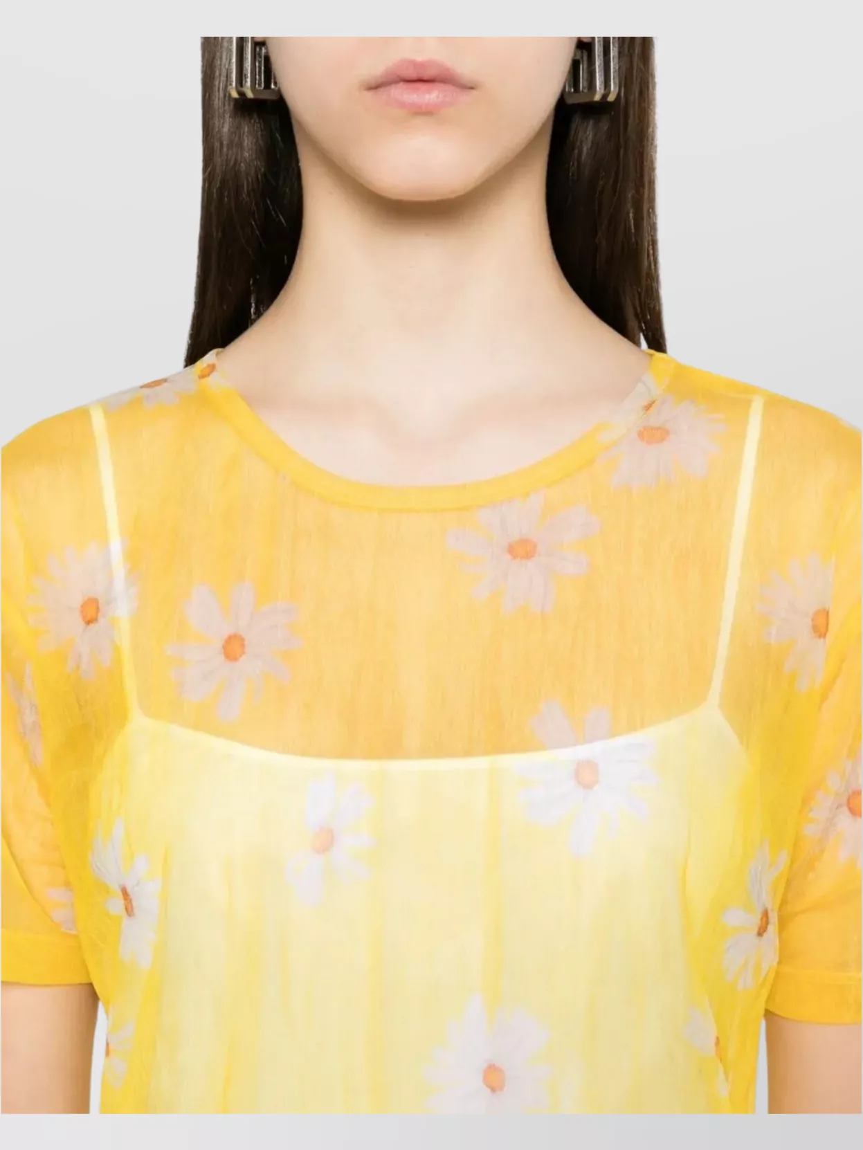 Moschino Sheer Daisy Floral Mini Dress