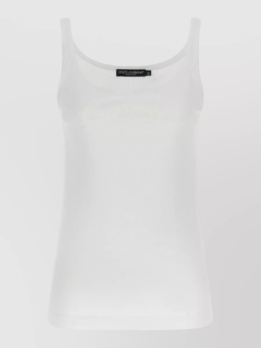 Dolce&Gabbana Ribbed cotton logo tank top