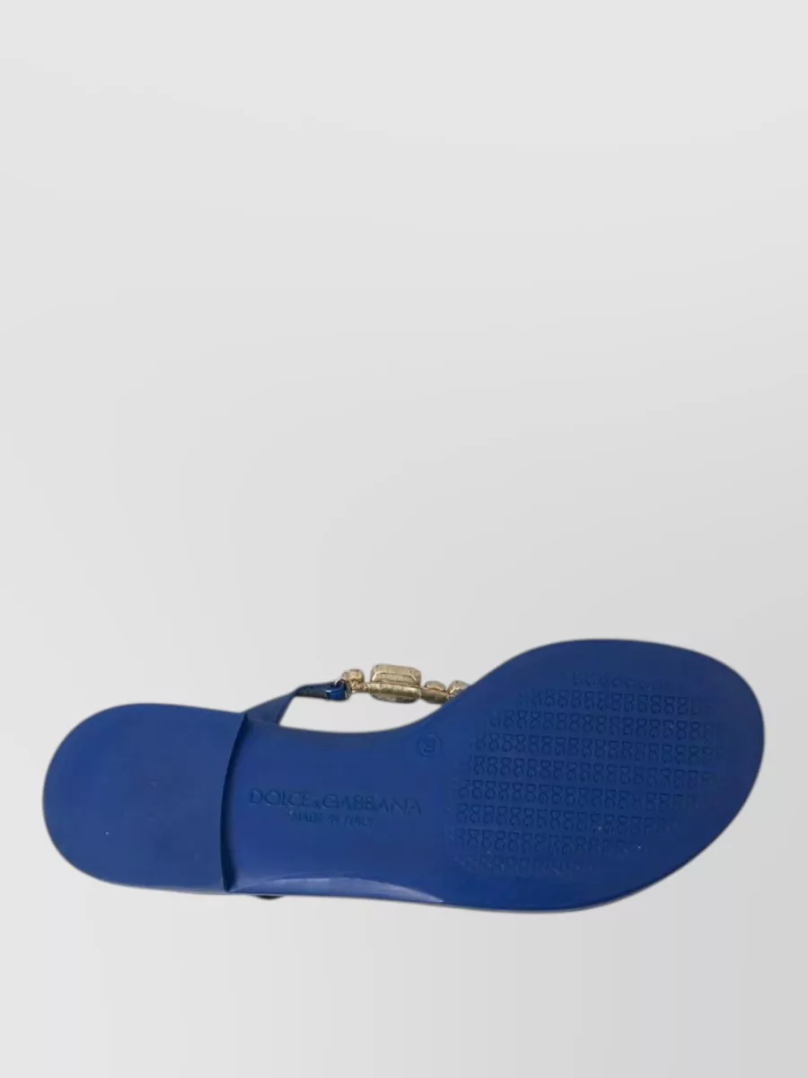 Dolce&Gabbana Embellished Leather Flat Sandals