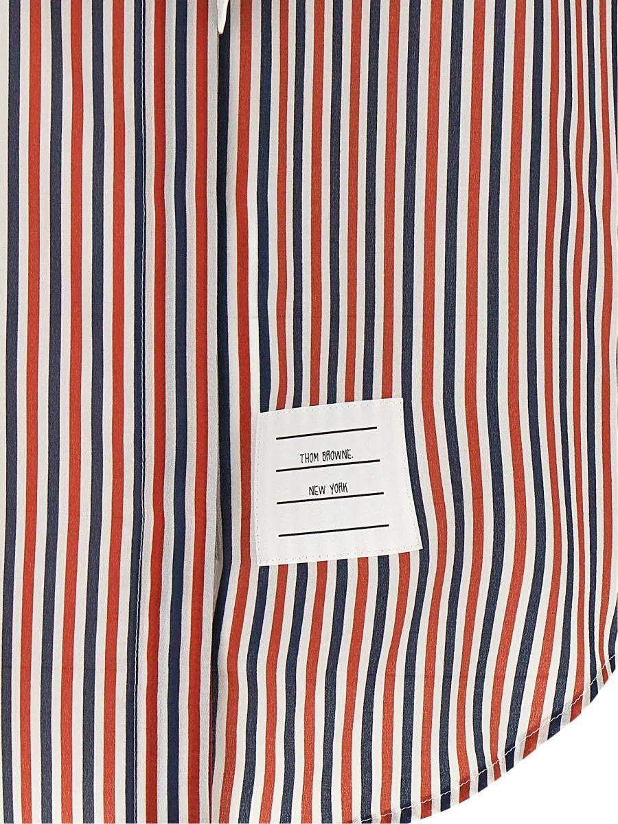 Thom Browne Silk Striped Detachable Lavallière Collar Shirt
