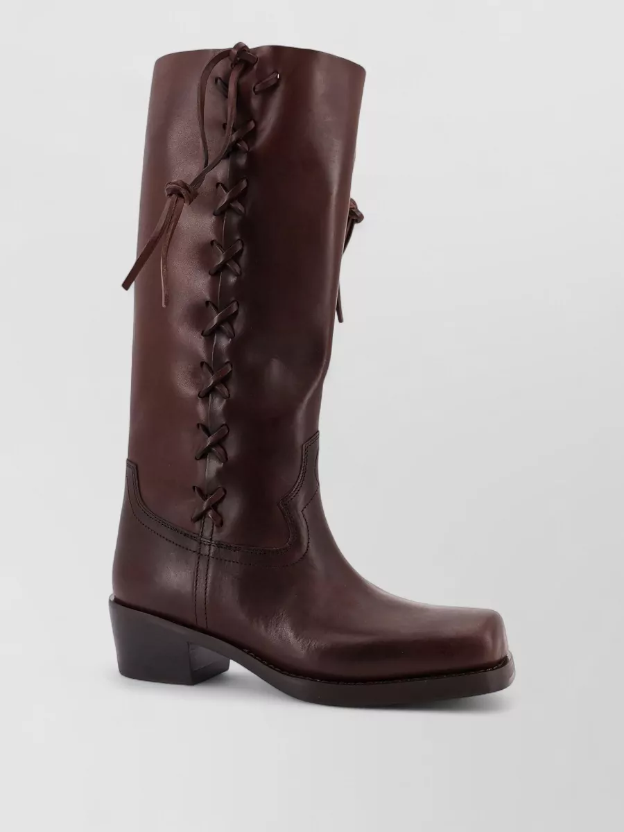 Paris Texas Roxanne Leather Knee High Block Heel Boots