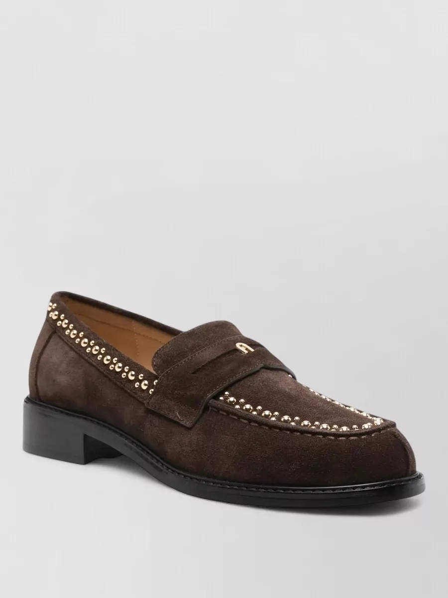 Furla leather studded loafers