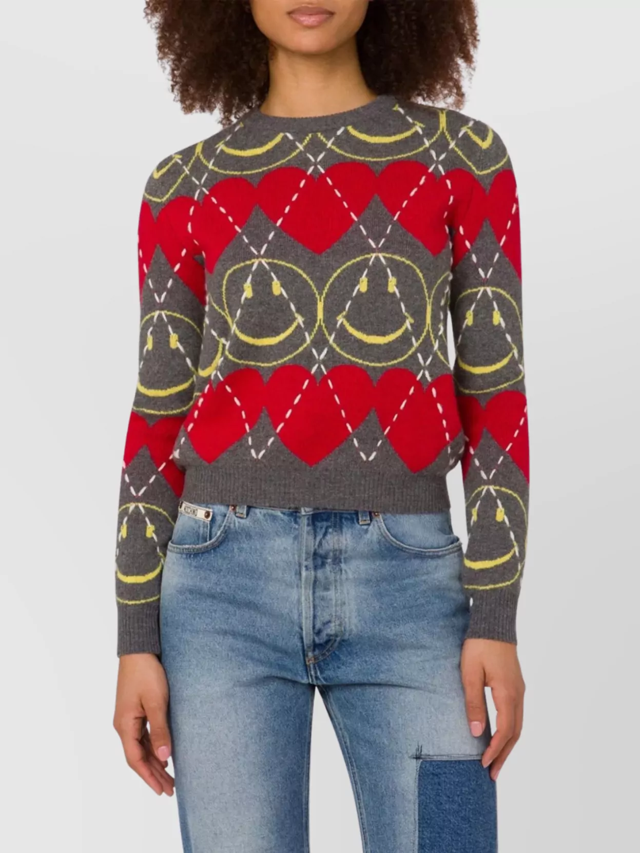 Moschino Diamond Knit Crew Neck Sweater