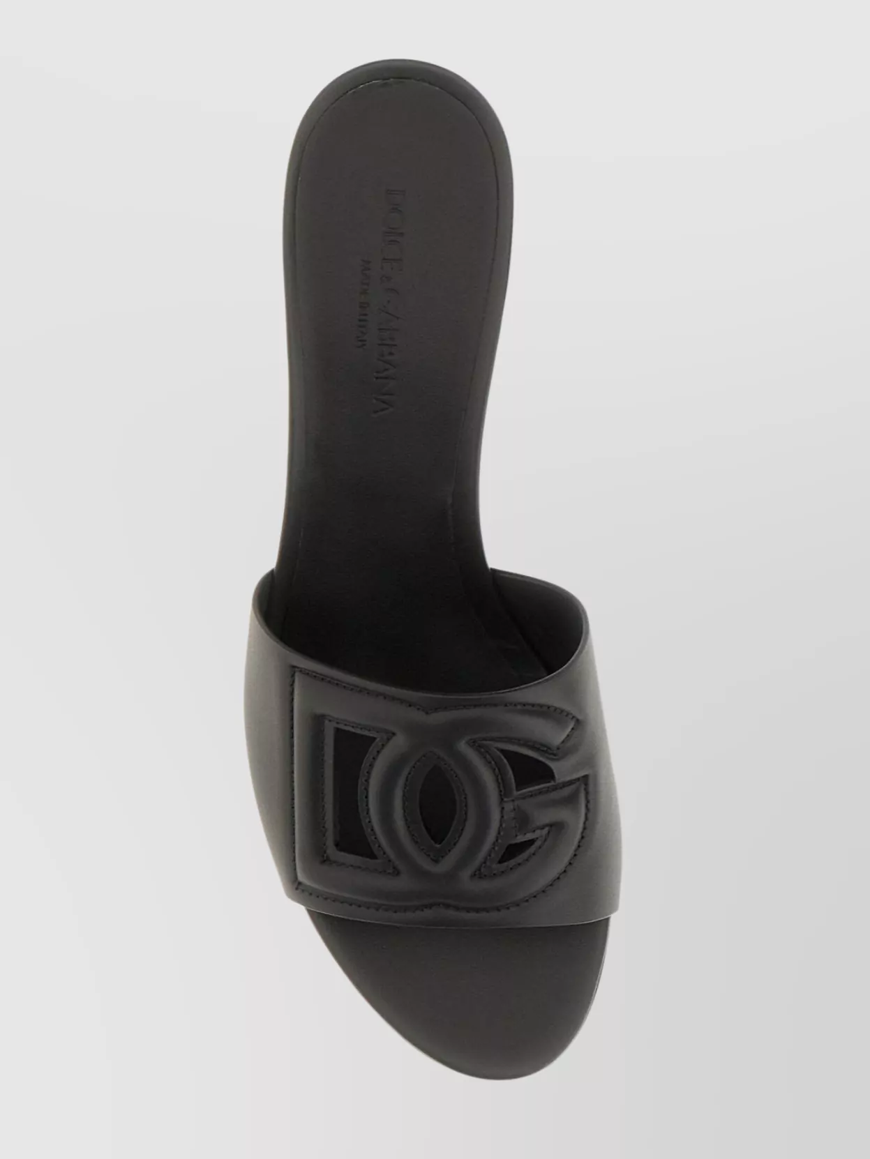 Dolce&Gabbana Leather Block Heel Slippers Calf Round Toe