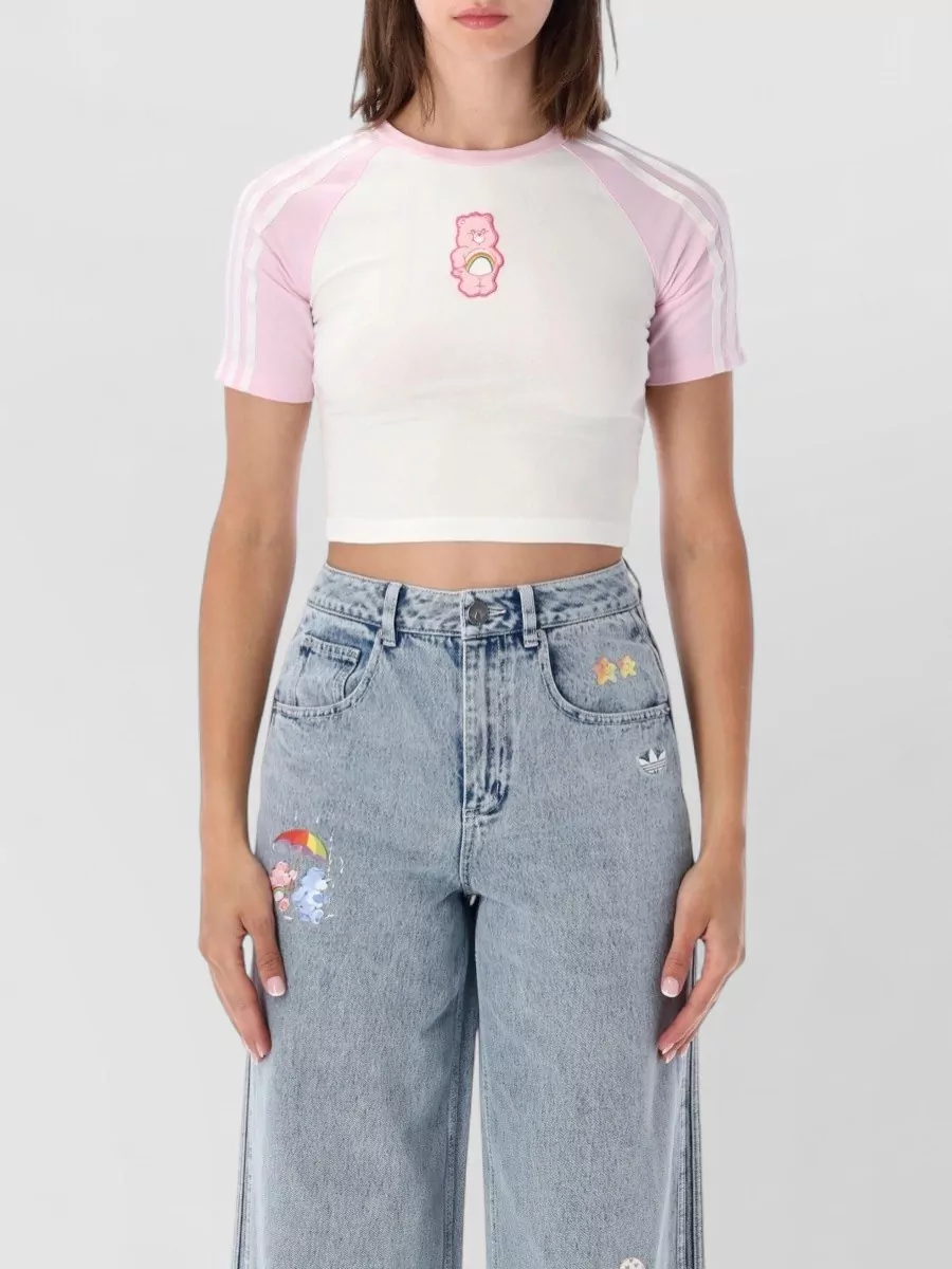 Adidas Originals ribbed slim-fit cropped t-shirt