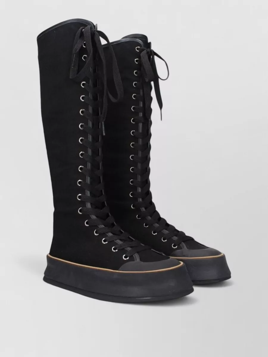 Max Mara Canvas Lace-Up Platform Boots