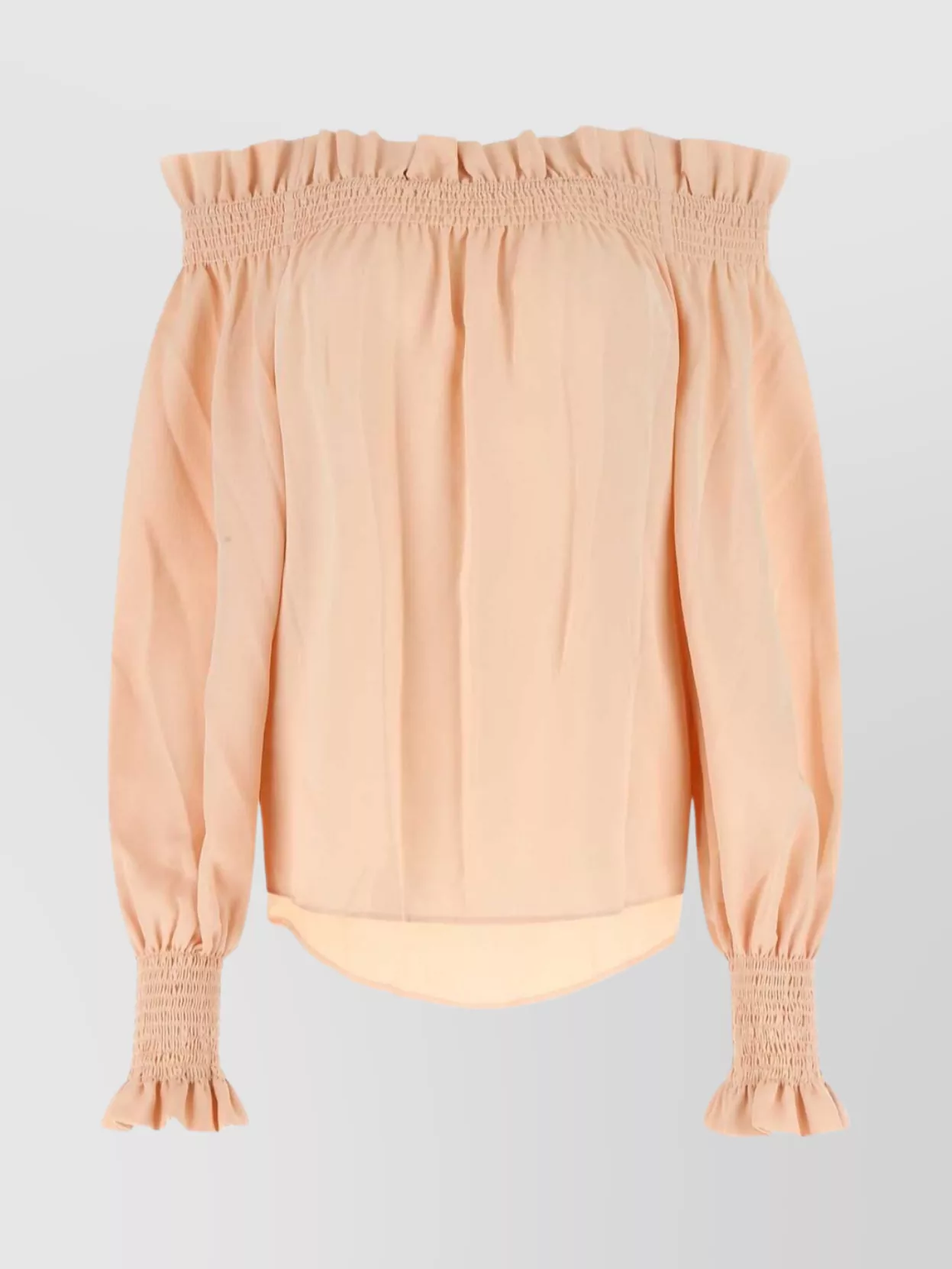 Shop See By Chloé Elasticated Off-the-shoulder Satin Blouse In Pastel