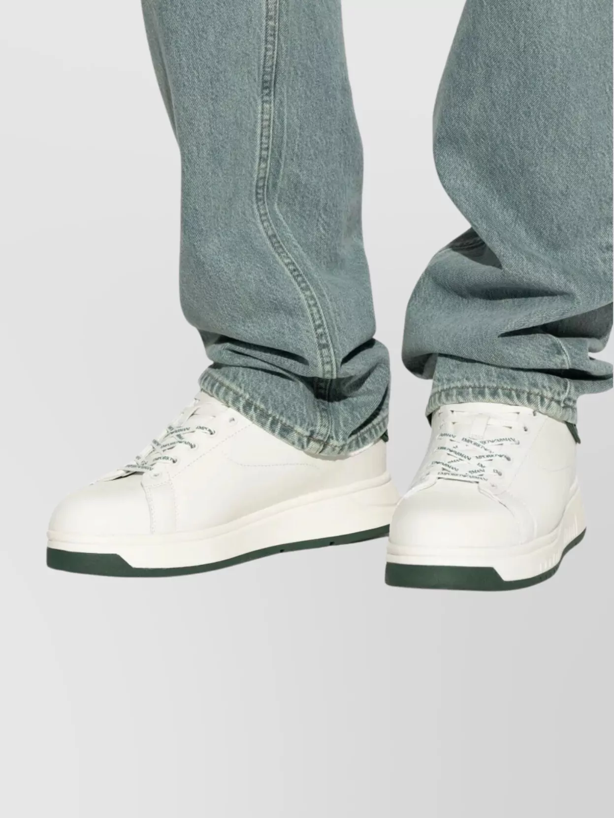 Emporio Armani Heel Tab Flat Sole Round Toe Sneakers