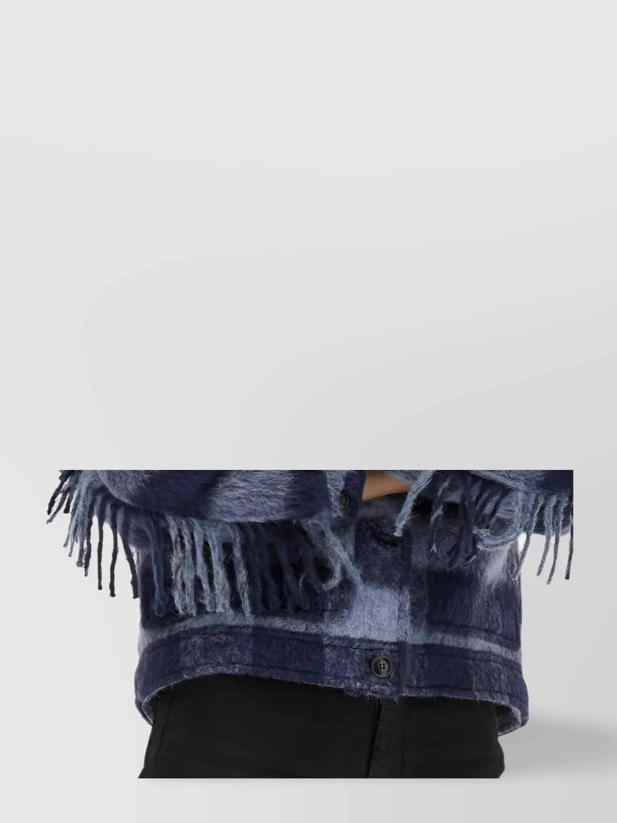 WOOLRICH CHECKED FRINGE COLLARED JACKET