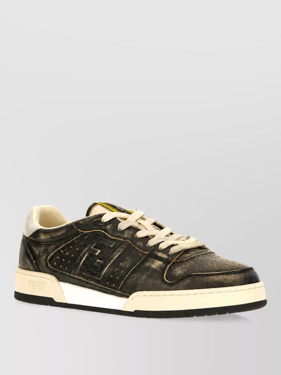Fendi leather low-top lace-up sneakers