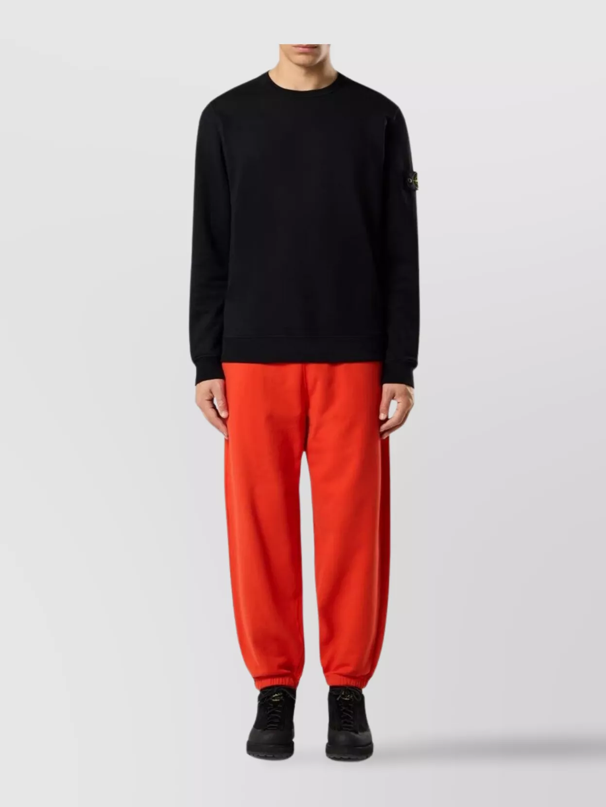 Stone Island Oversized Ribbed Hoodie With Drawstring In Black