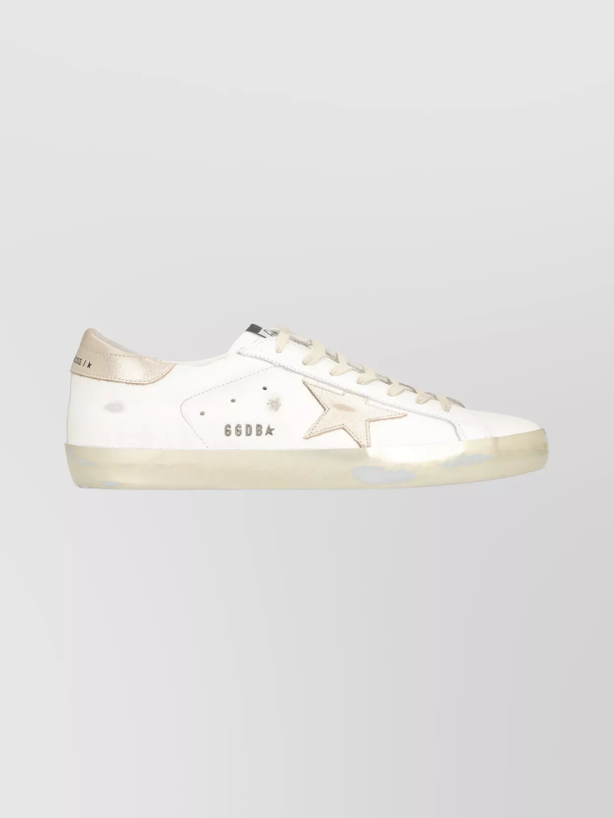 Golden Goose Round Toe Leather Sneakers With Metallic Accents