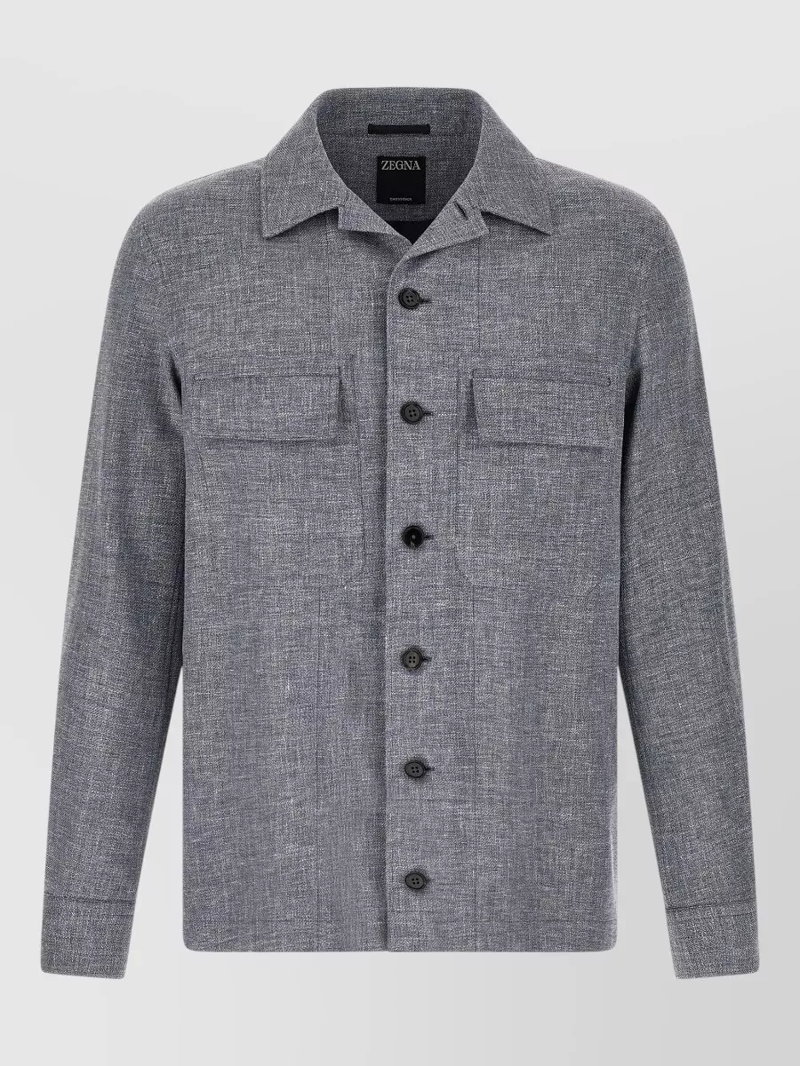 Zegna linen blend long-sleeve shirt jacket