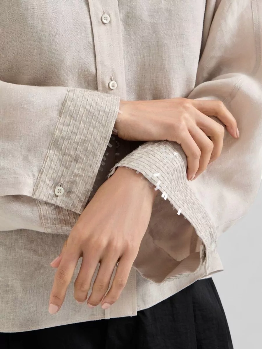 Brunello Cucinelli Linen Long-Sleeve Shirt