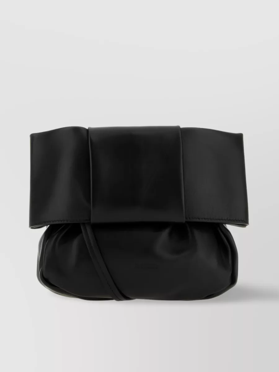Shop Jil Sander Logo-embossed Leather Shoulder Bag In Black